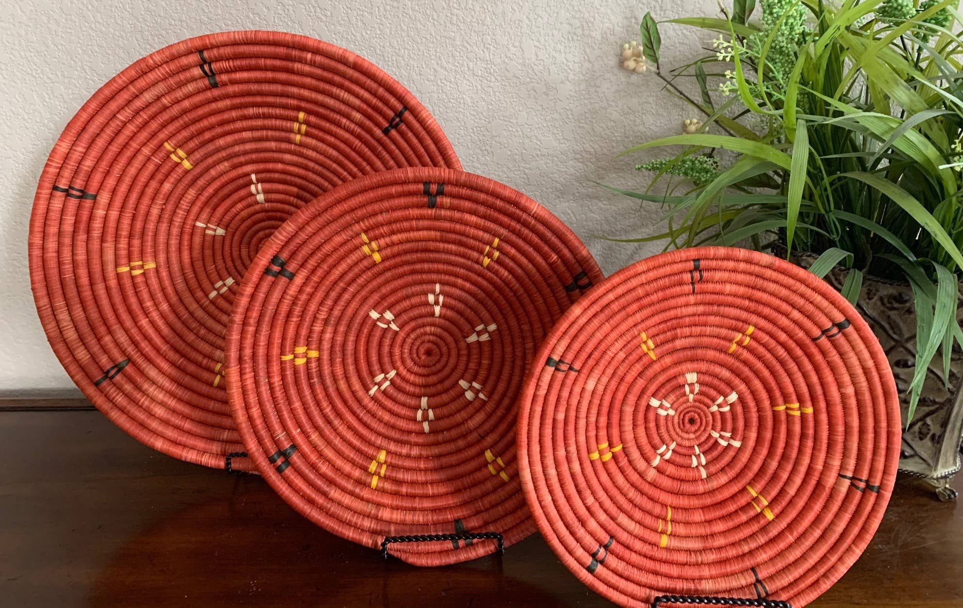 Raffia Home Decor Baskets-Terra Cotta