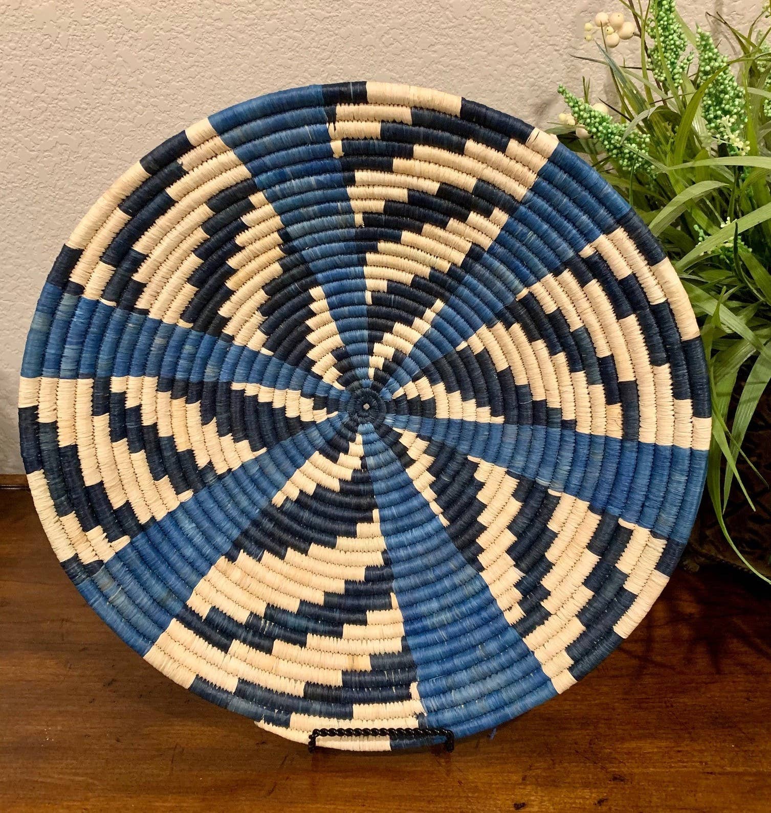 Raffia Home Decor Baskets-Blue