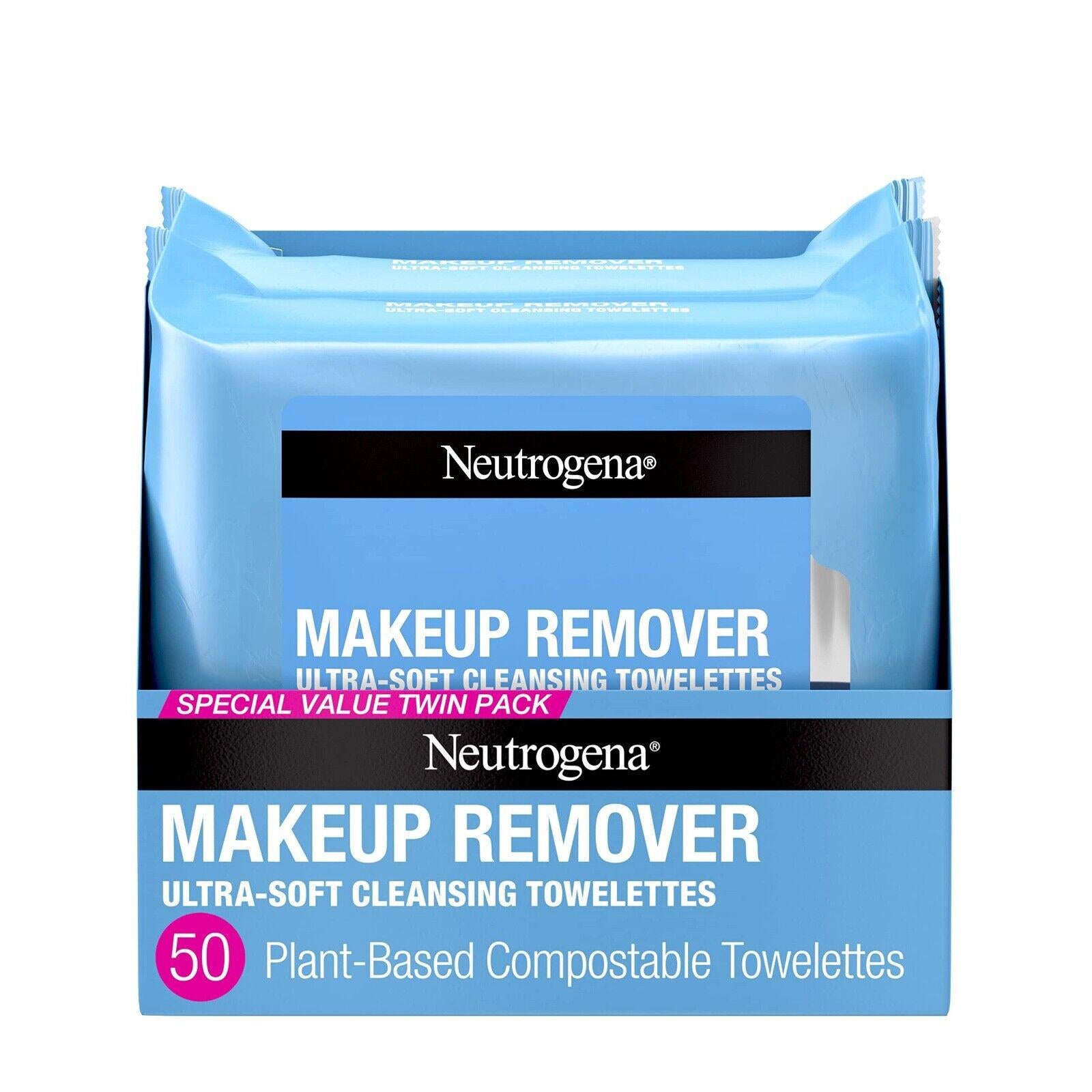 Neutrogena Makeup Remover Ultra-Soft Cleansing Towelettes - 50 Count Twin Pack