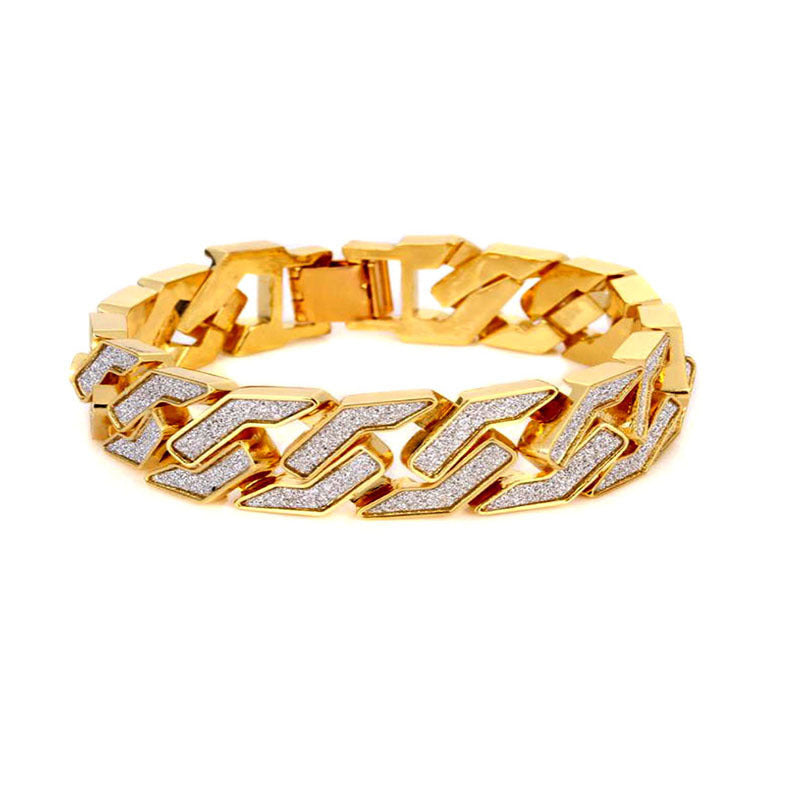Geometric Stars Shining Men's Bracelet; Gold and Silver