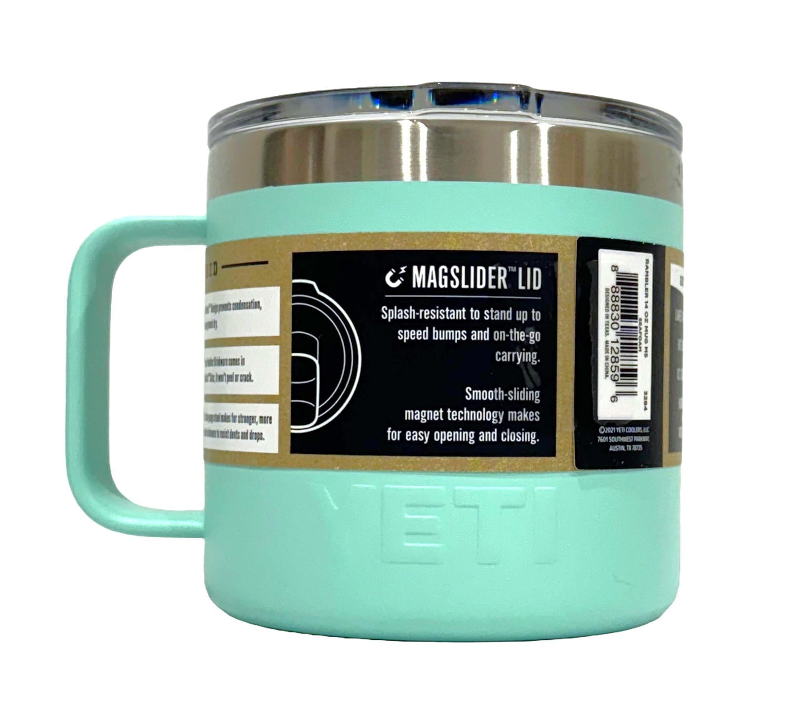 AUTHENTIC YETI Rambler 14 oz Stainless Steel Mug with MagSlider Lid -  Sea Foam