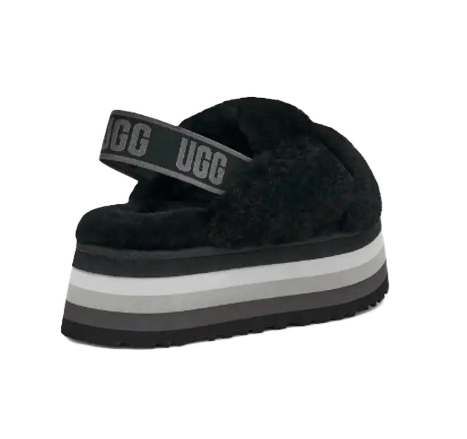 UGG Women's Disco Knot Slide Sheepskin Platform Slippers Black US: 8