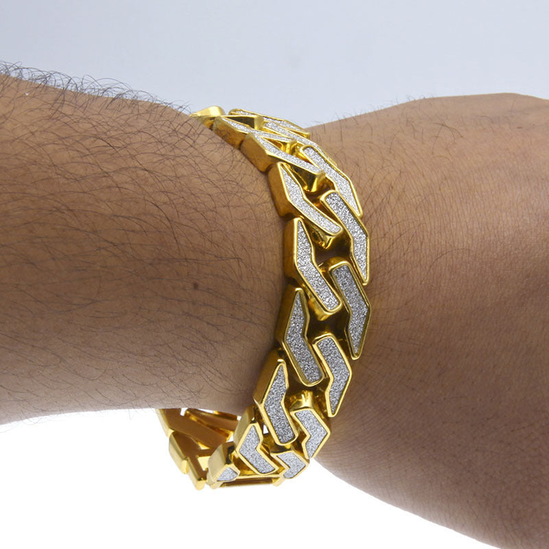 Geometric Stars Shining Men's Bracelet; Gold and Silver