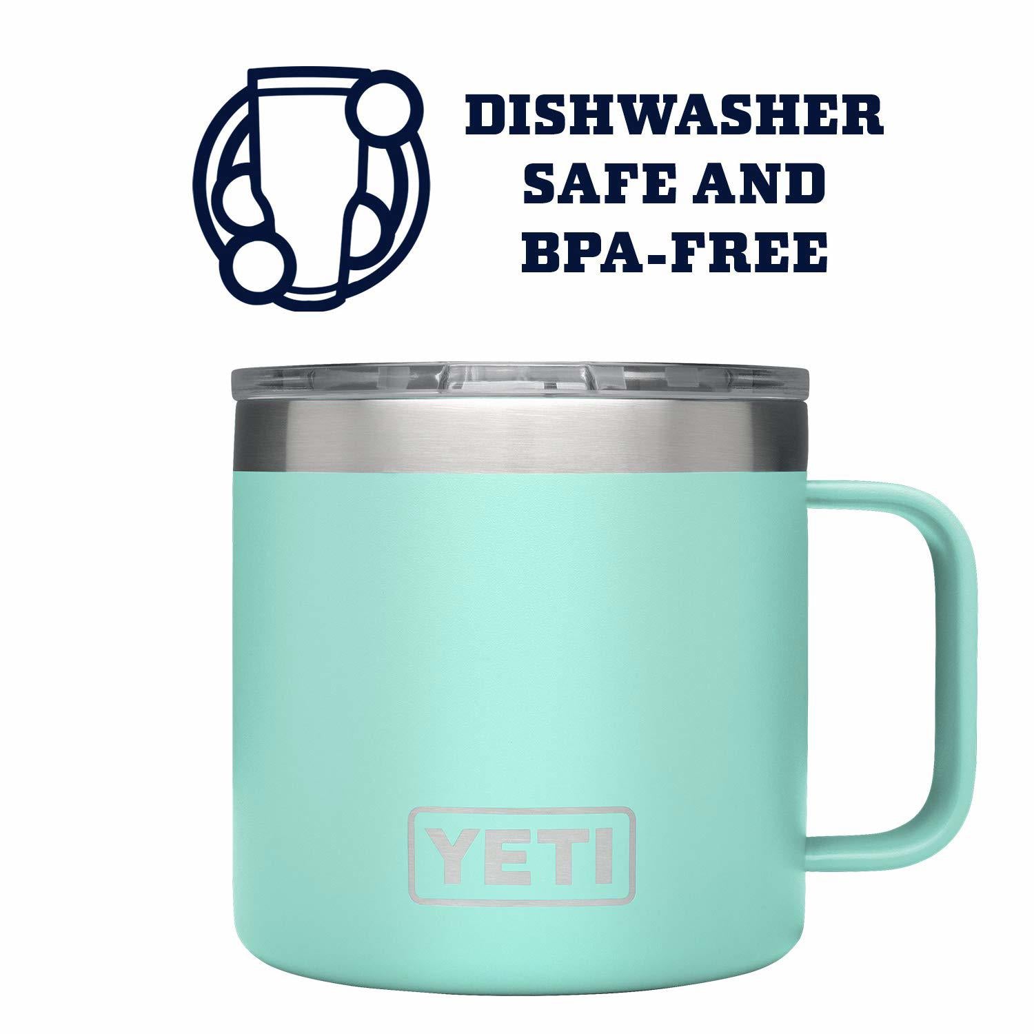 AUTHENTIC YETI Rambler 14 oz Stainless Steel Mug with MagSlider Lid -  Sea Foam