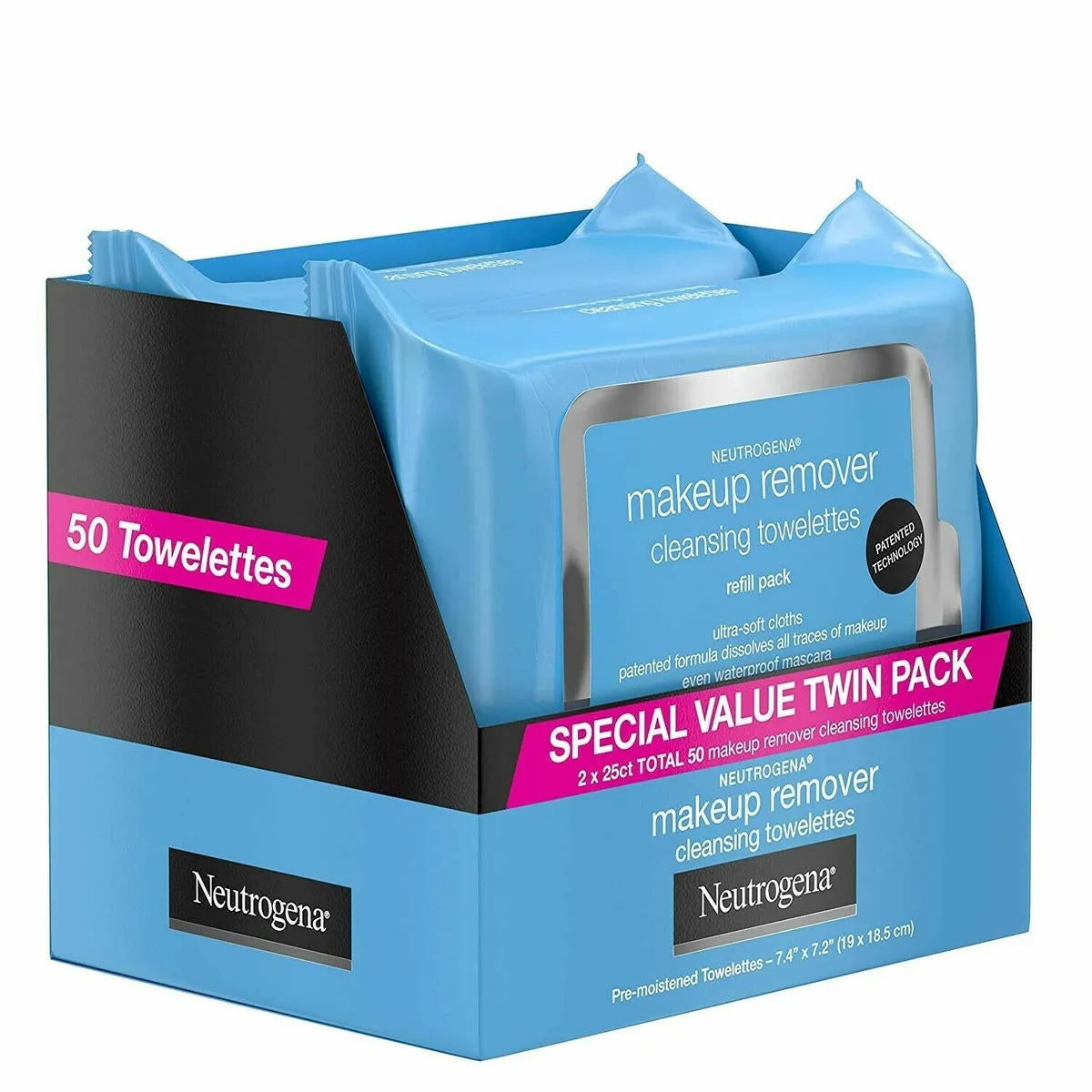 Neutrogena Makeup Remover Ultra-Soft Cleansing Towelettes - 50 Count Twin Pack