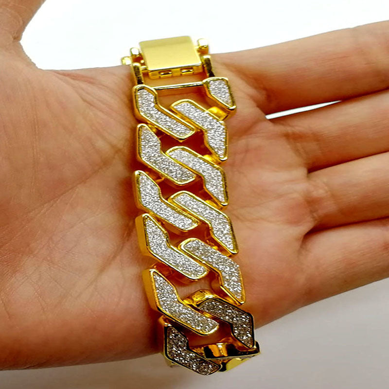 Geometric Stars Shining Men's Bracelet; Gold and Silver