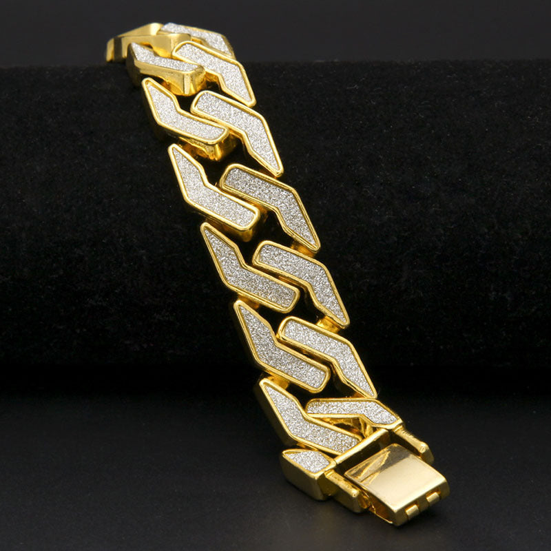 Geometric Stars Shining Men's Bracelet; Gold and Silver