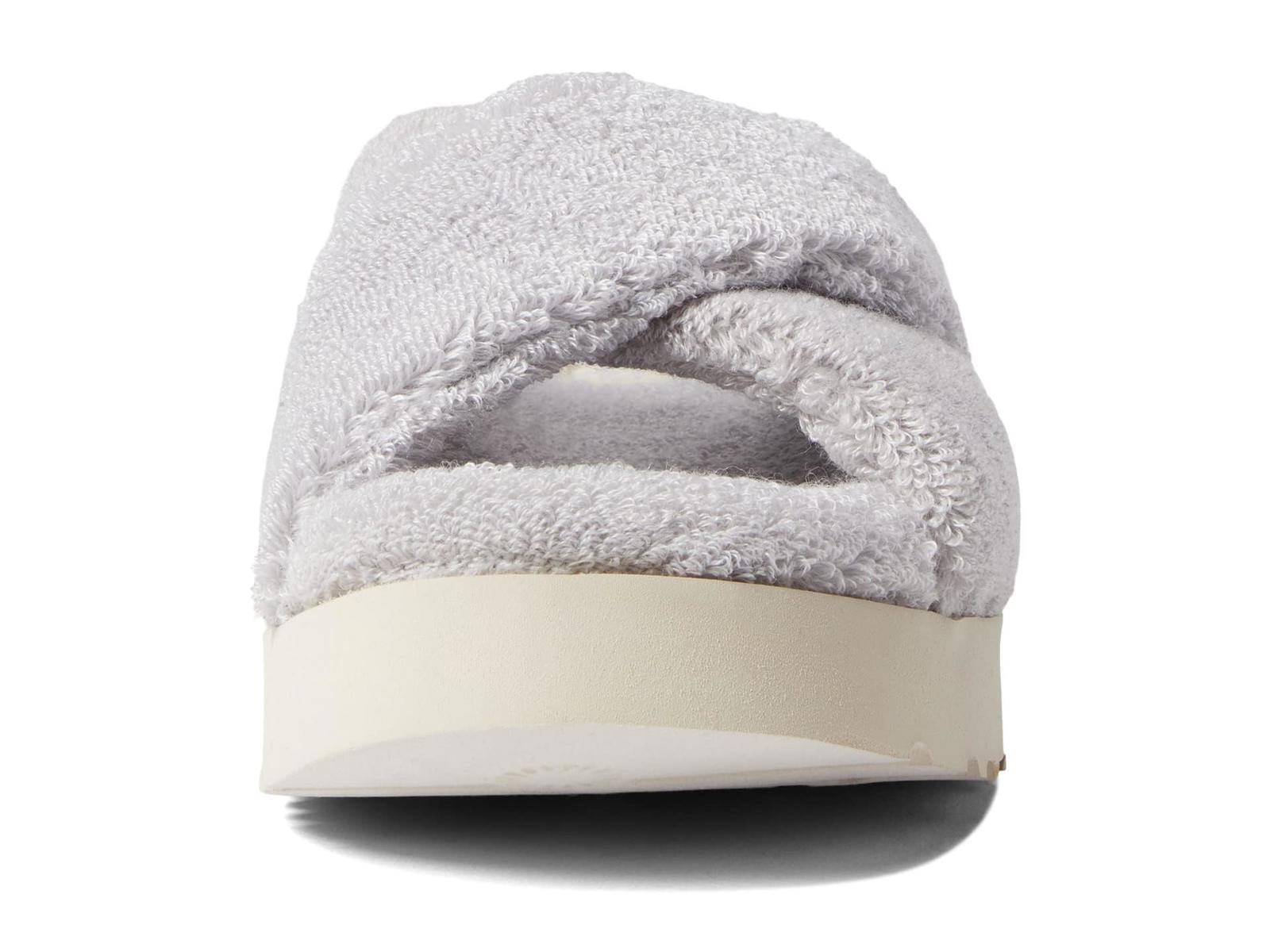 UGG Fuzz Sugar Terry Cross Slide Platform Slipper Sandal Sz 12 Gray NEW IN BOX