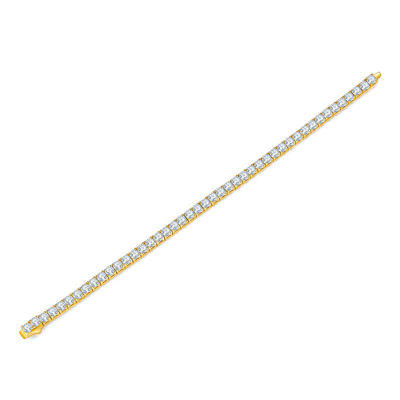 Unique Luxury Fashion Mosan Diamond S925 Silver Bracelet: Color-Golden, 180mm