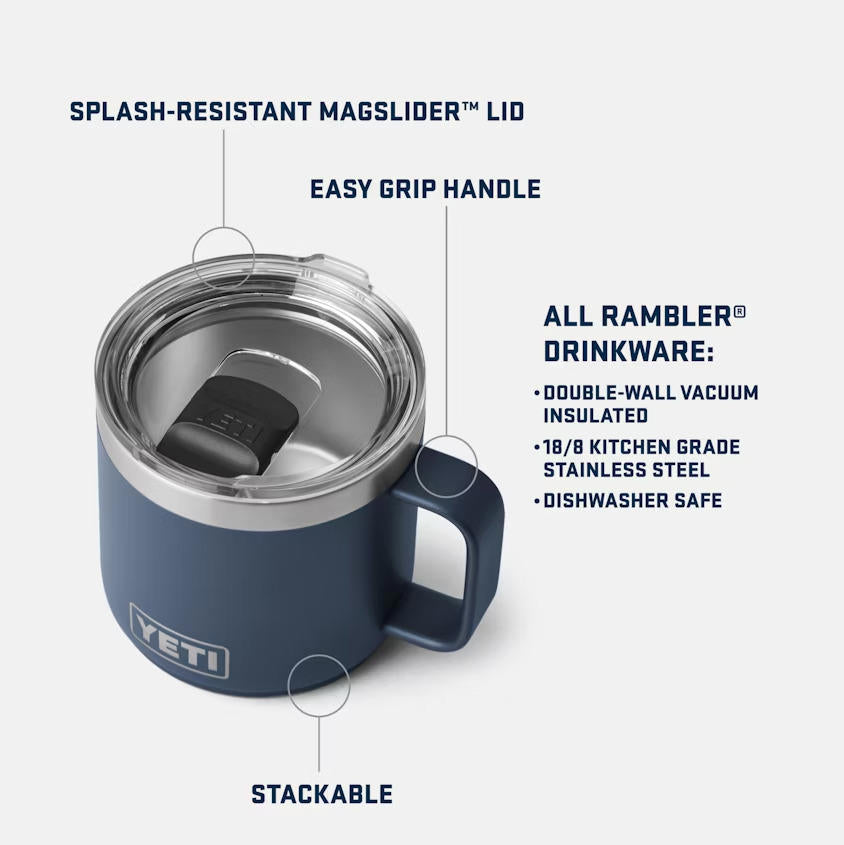 AUTHENTIC YETI Rambler 14 oz Stainless Steel Mug with MagSlider Lid -  Sea Foam